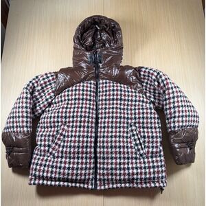 Bernardo Love Mixed Media Heavy Puffer‎ Coat Womens Large Multicolor Houndstooth